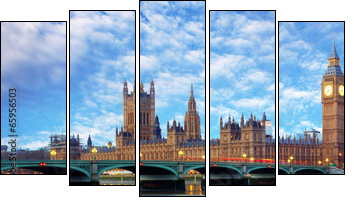 London panorama - Big ben, UK - Fünfteiliges Leinwandbild, Pentaptychon