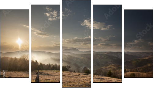 Majestic sunset - Fünfteiliges Leinwandbild, Pentaptychon