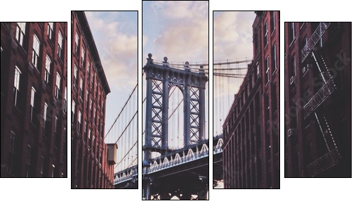 Manhattan bridge - Fünfteiliges Leinwandbild, Pentaptychon