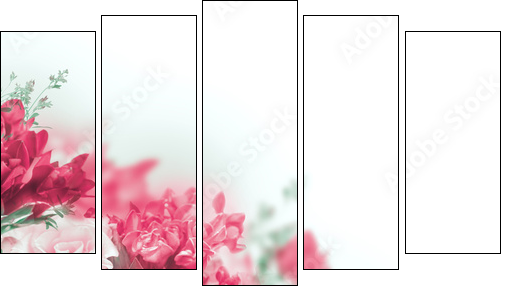 Bouquet of yellow roses, floral background - Fünfteiliges Leinwandbild, Pentaptychon