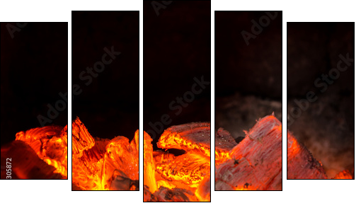 Hot coals in the Fire - Fünfteiliges Leinwandbild, Pentaptychon