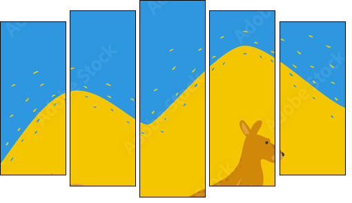 Australian Kangaroo Outdoors - Fünfteiliges Leinwandbild, Pentaptychon