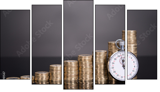 Time is money concept - Fünfteiliges Leinwandbild, Pentaptychon