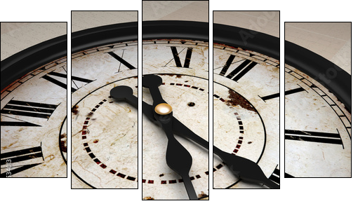 vintage clock - Fünfteiliges Leinwandbild, Pentaptychon