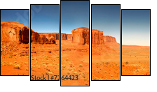 High Resolution Image of Monument Valley Arizona - Fünfteiliges Leinwandbild, Pentaptychon