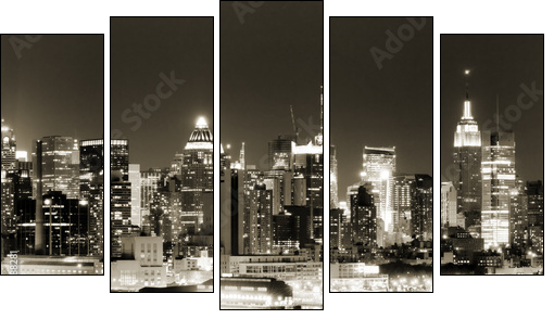 Manhattan West side at night - Fünfteiliges Leinwandbild, Pentaptychon