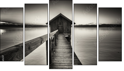old wooden boathouse - Fünfteiliges Leinwandbild, Pentaptychon