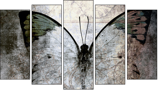 butterfly - Fünfteiliges Leinwandbild, Pentaptychon