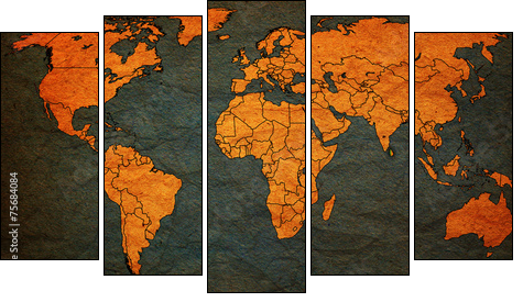 sri lanka territory on world map - Fünfteiliges Leinwandbild, Pentaptychon