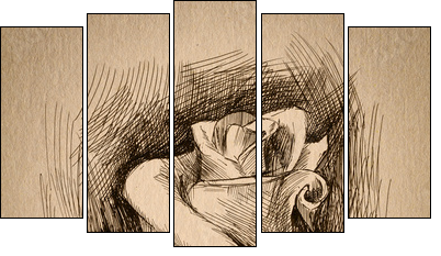 flower sketch - Fünfteiliges Leinwandbild, Pentaptychon