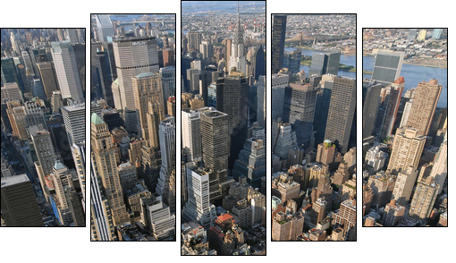 AERIAL VUE OF MANHATTAN (NEW YORK, USA) - Fünfteiliges Leinwandbild, Pentaptychon