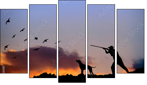 Hunter - Fünfteiliges Leinwandbild, Pentaptychon