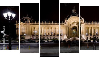Petit Palais (Small Palace) in Paris at night - Fünfteiliges Leinwandbild, Pentaptychon