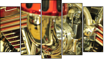 Ultra clean bike's motor - Fünfteiliges Leinwandbild, Pentaptychon
