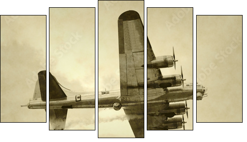 World War II era American bomber - Fünfteiliges Leinwandbild, Pentaptychon