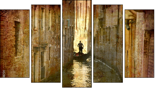 Postcard from Italy. - Gondola - Venice. - Fünfteiliges Leinwandbild, Pentaptychon