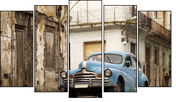 Old car on the street of Havana, Cuba - Fünfteiliges Leinwandbild, Pentaptychon
