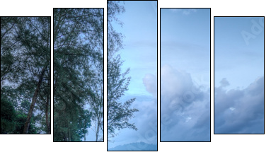 Cold Blue Dawn - Fünfteiliges Leinwandbild, Pentaptychon