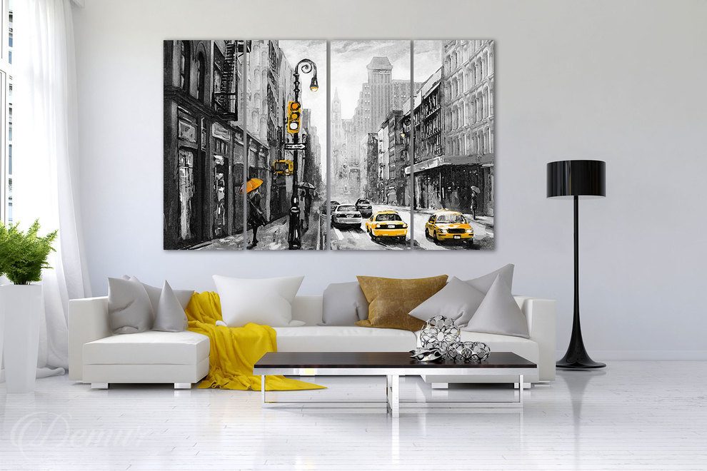 Ein-strom-der-gelben-taxis-olmalerei-leinwandbilder-demur