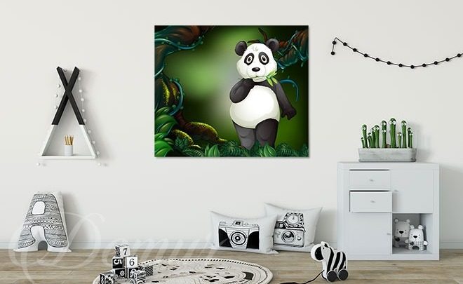 Panda-und-bambus-fruhstuck-fur-kinder-leinwandbilder-demur