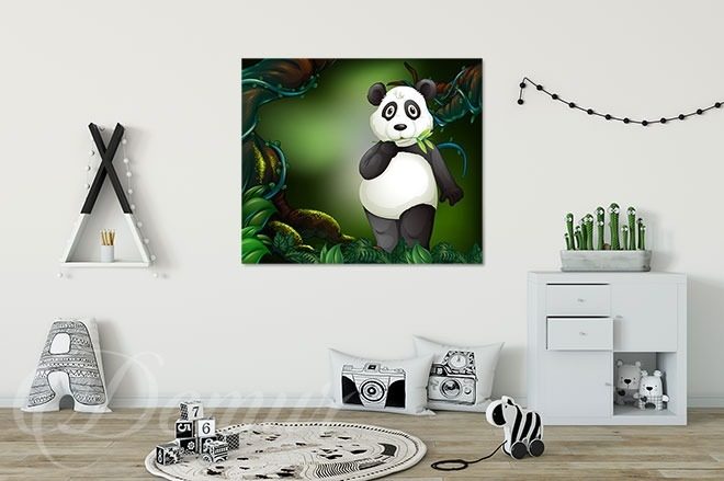 Panda-und-bambus-fruhstuck-fur-kinder-leinwandbilder-demur