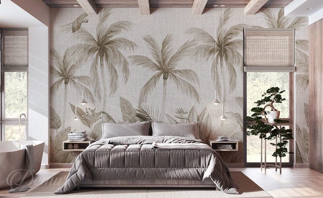 Tropische-eleganz-in-gedeckten-tonen-fur-schlafzimmer-fototapeten-demur