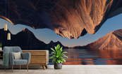 Eine-surrealistische-berglandschaft-am-wasser-gebirge-fototapeten-demur