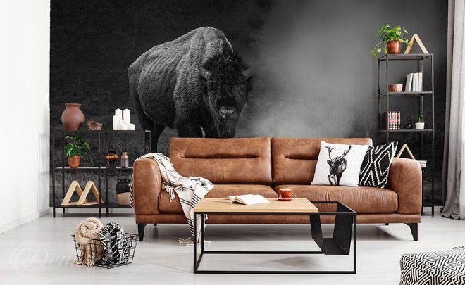Ein-monumentaler-bison-in-dusterer-atmosphare-tiere-fototapeten-demur