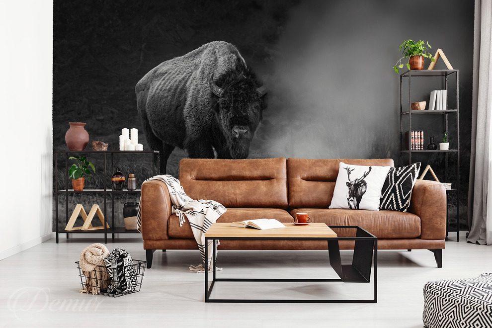 Ein-monumentaler-bison-in-dusterer-atmosphare-tiere-fototapeten-demur