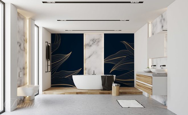 Dunkelblaue-abstraktion-mit-goldenen-linien-fur-badezimmer-fototapeten-demur