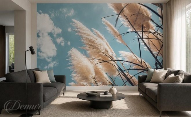 Subtile-leichtigkeit-von-grasern-vor-blauem-himmel-fur-salon-fototapeten-demur
