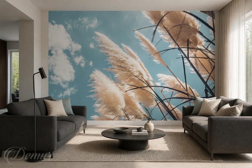 Subtile-leichtigkeit-von-grasern-vor-blauem-himmel-fur-salon-fototapeten-demur