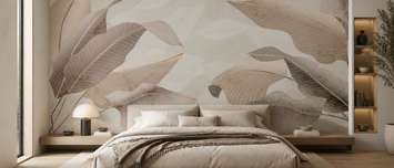 Subtiler-stil-naturlicher-blatter-in-beigetonen-fur-schlafzimmer-fototapeten-demur