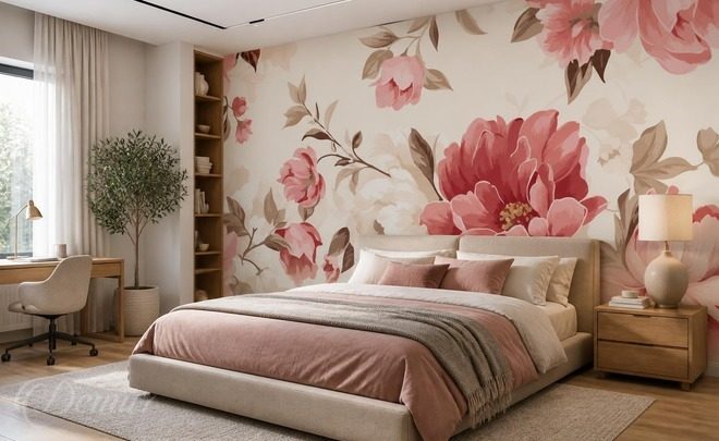 Palette-aus-rosa-und-beige-mit-naturlichem-akzent-fur-schlafzimmer-fototapeten-demur