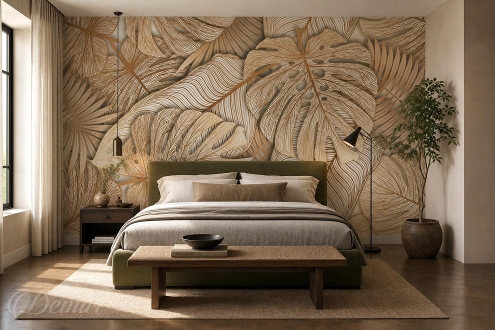 Moderne-eleganz-mit-pflanzlichem-motiv-fur-schlafzimmer-fototapeten-demur