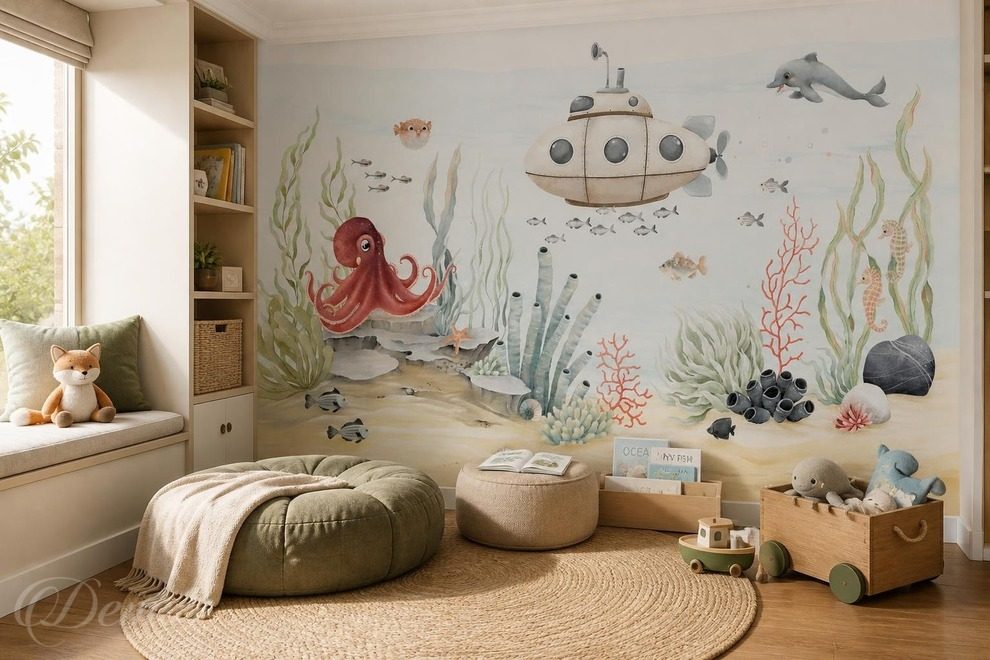 Kontrast-der-unterwasserformen-und-farben-fur-kinder-fototapeten-demur