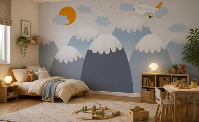 Sanfte-blautone-und-grauschattierungen-im-kinderzimmer-fur-kinder-fototapeten-demur