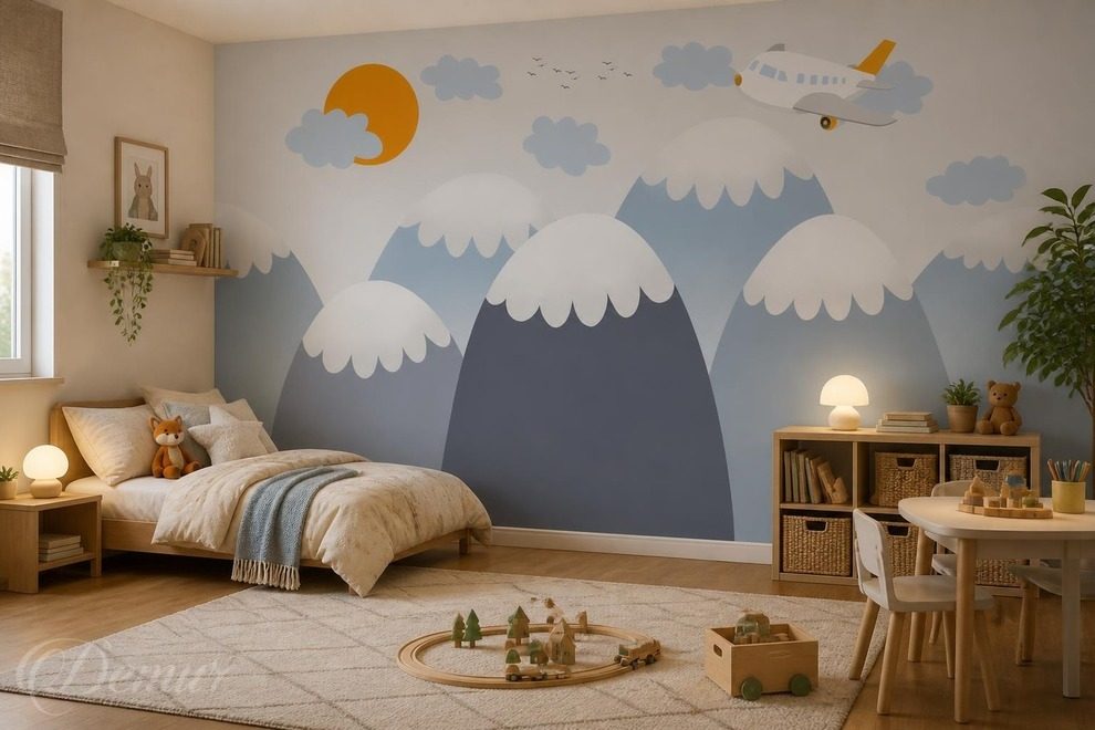 Sanfte-blautone-und-grauschattierungen-im-kinderzimmer-fur-kinder-fototapeten-demur