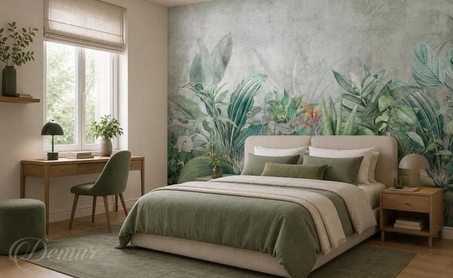 Kontrast-von-grun-und-grau-im-pflanzlichen-motiv-fur-schlafzimmer-fototapeten-demur