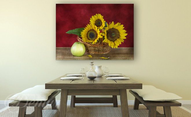 Stimmungsvolle-sonnenblume-kuche-leinwandbilder-demur